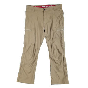 Wrangler Pants Mens 38x30 Khaki Nylon Stretch Outdoor Cargo Zip Pockets Hiking